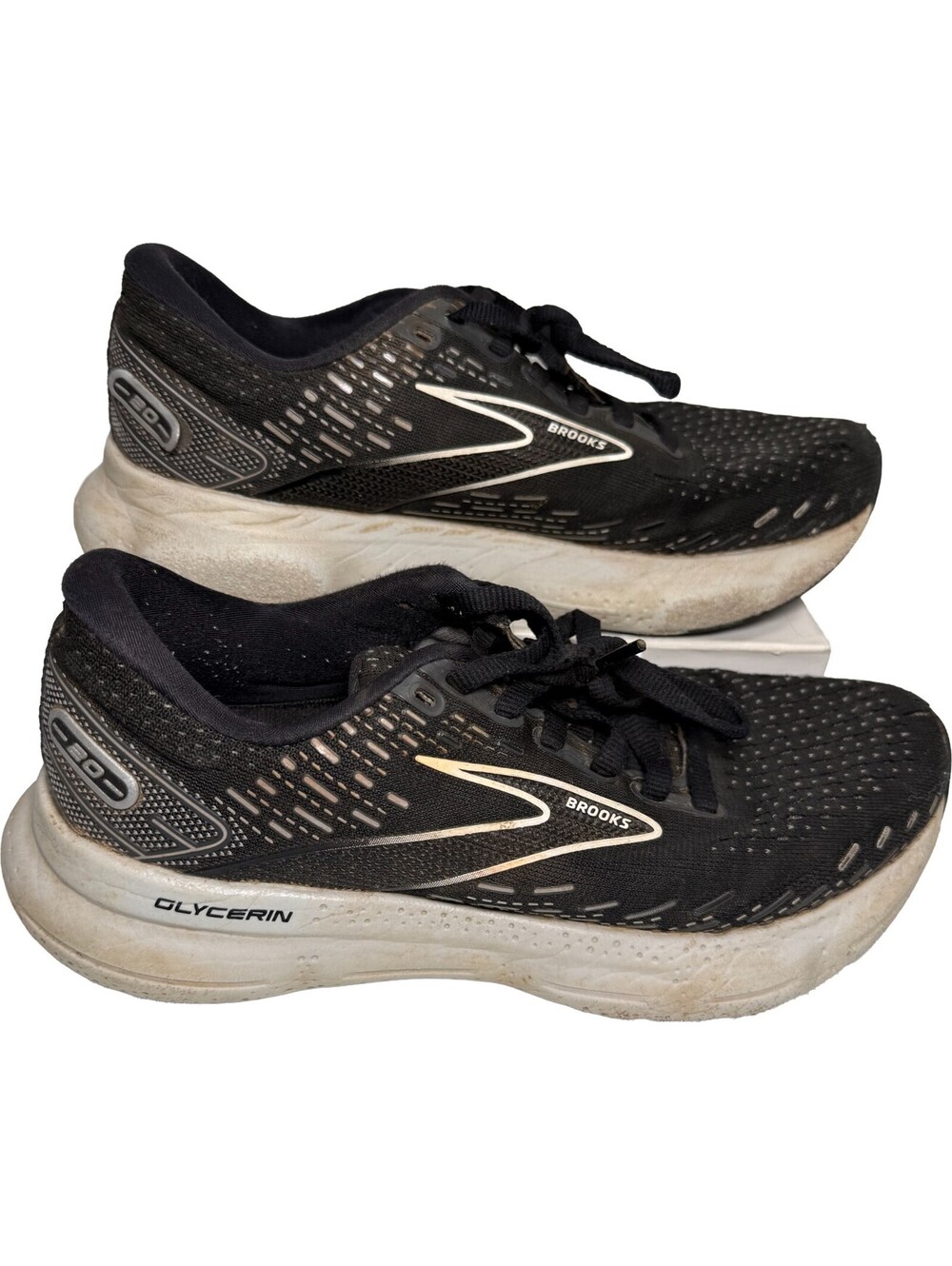 Brooks Glycerin 20 Womens Size 7 Black White Athletic Running Shoes Sneakers